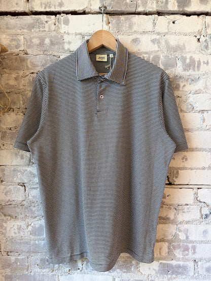 Polo Stripe SS Knitted Polo - Navy & White