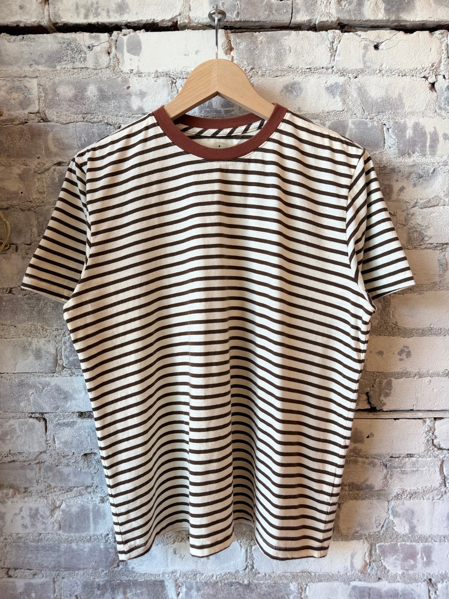 imogene + willie Novel Knit Crew - Brown Stripe Dim Gray