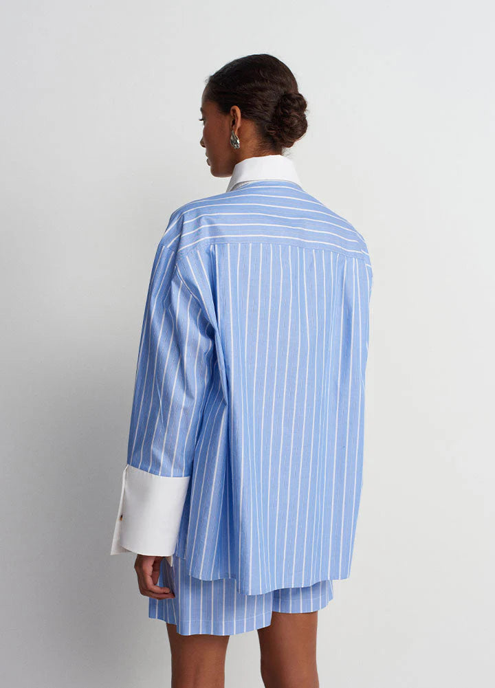 Soulmate Twill Shorts - Blue White Stripe - DUNE + SALT