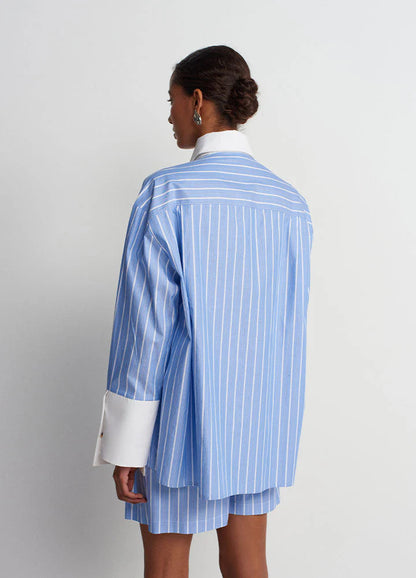 Soulmate Twill Shorts - Blue White Stripe - DUNE + SALT