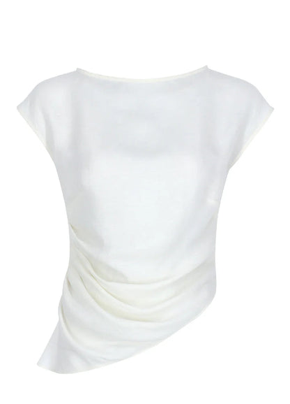 Greek Linen Top - White - DUNE + SALT