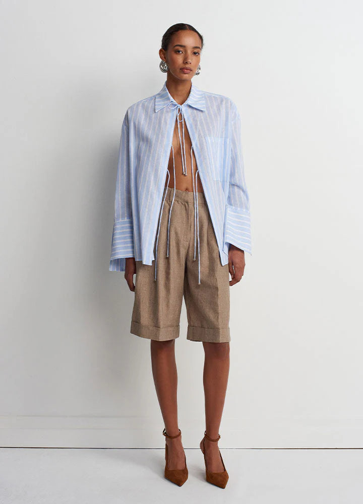 Sicilia Linen Shirt - White/Blue Stripe - DUNE + SALT