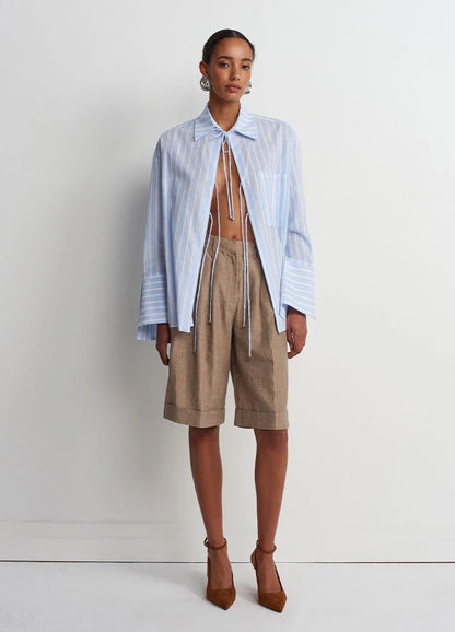 Sicilia Linen Shirt - White/Blue Stripe - DUNE + SALT