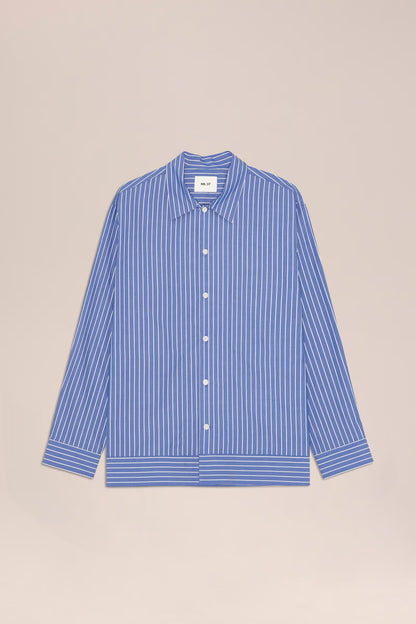 Reed Poplin Shirt - Aqua Stripe - DUNE + SALT