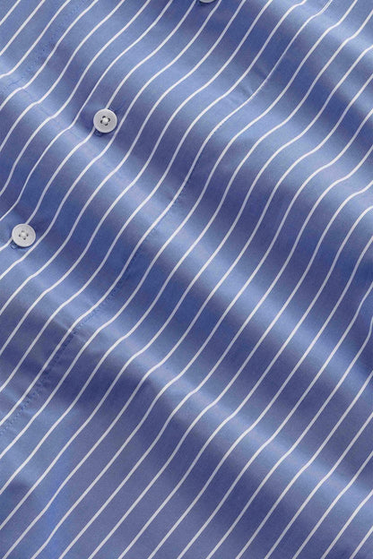 Reed Poplin Shirt - Aqua Stripe - DUNE + SALT