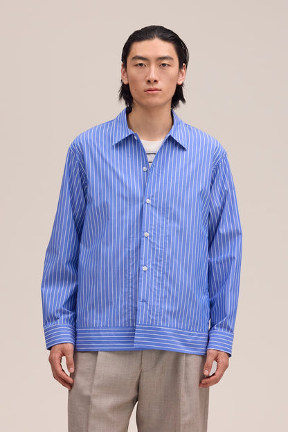 Reed Poplin Shirt - Aqua Stripe - DUNE + SALT