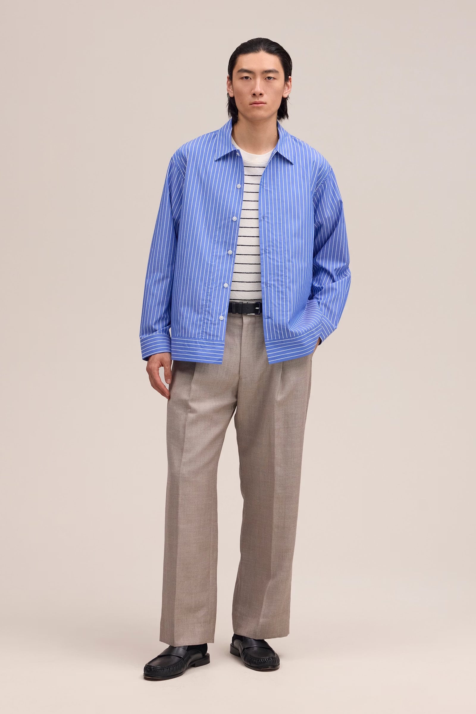Reed Poplin Shirt - Aqua Stripe - DUNE + SALT