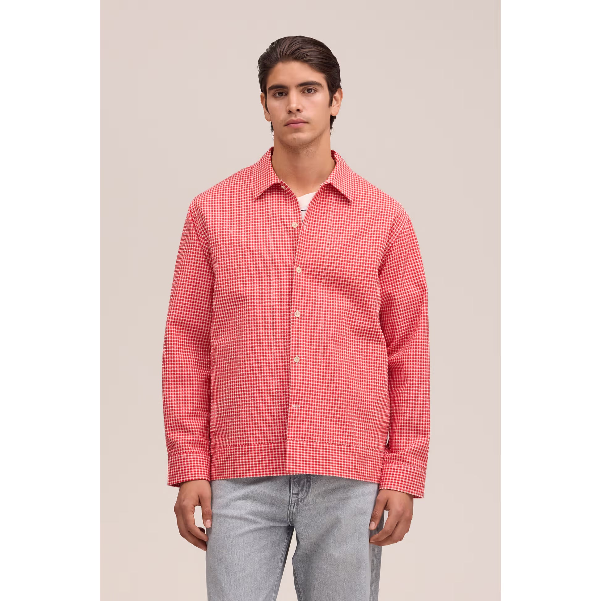 Reed Seersucker Overshirt - Chilli Glow | DUNE + SALT