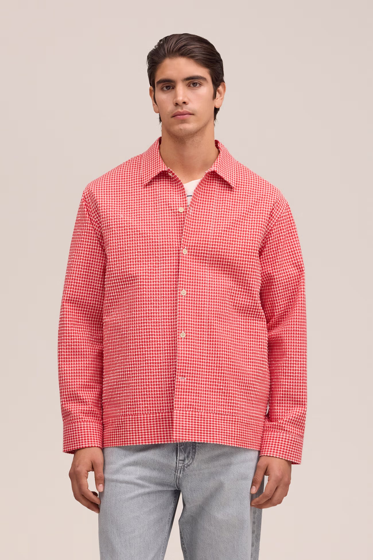 Reed Seersucker Overshirt - Chilli Glow - DUNE + SALT