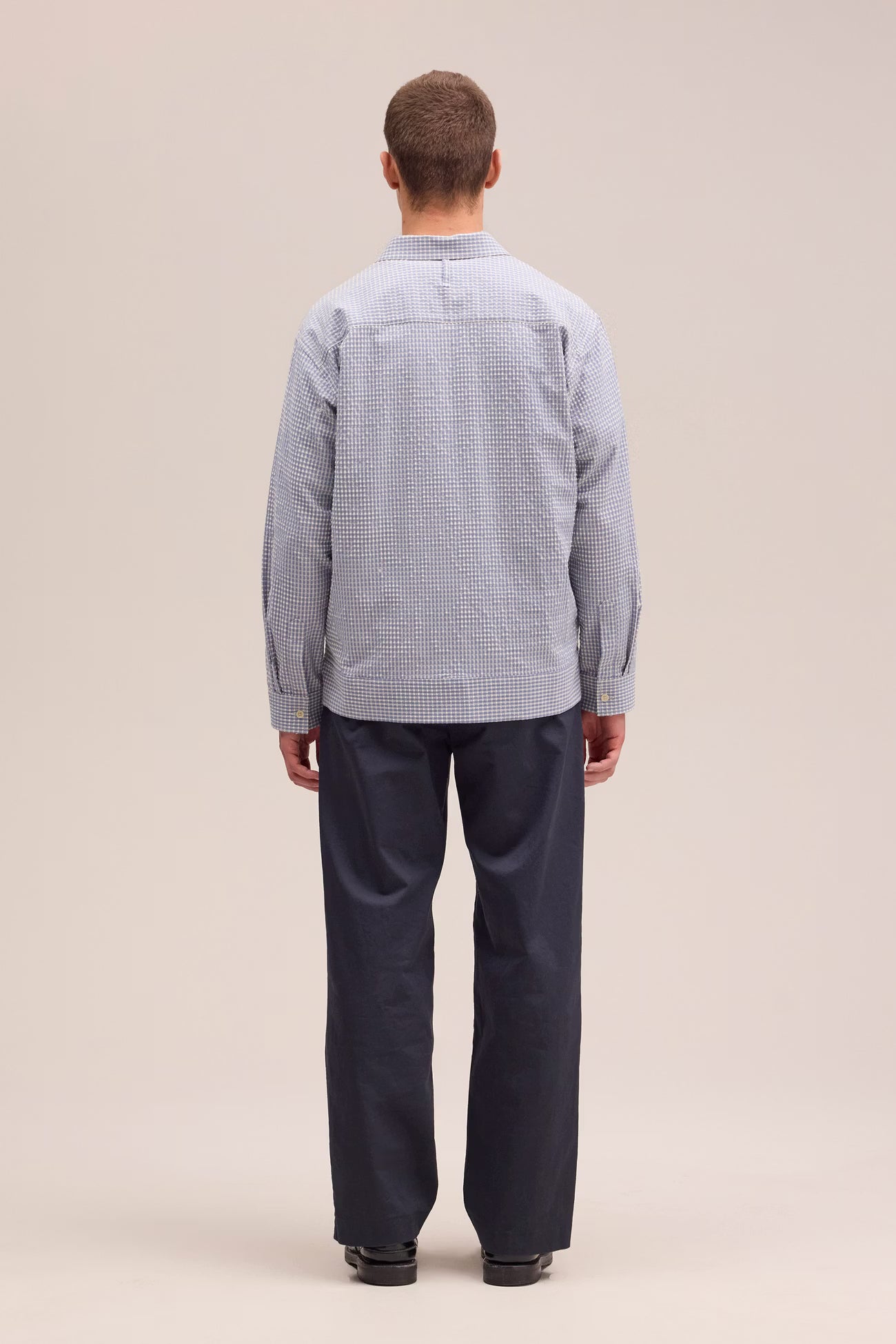 Reed Seersucker Overshirt - Stone Blue - DUNE + SALT