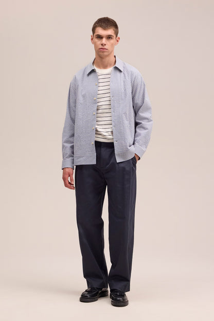 Reed Seersucker Overshirt - Stone Blue - DUNE + SALT