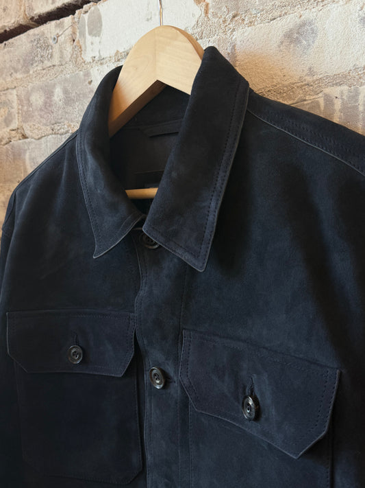 Ralph Lauren Lamb Suede Ashdale Shacket - Collection Navy Black