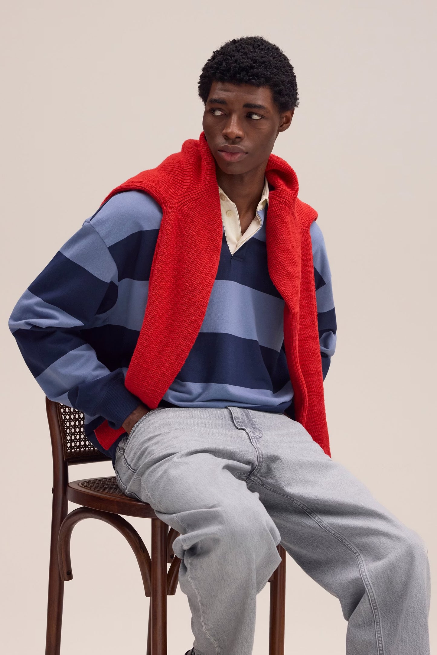 David Organic Cotton Sweatshirt - Blue Stripe - DUNE + SALT