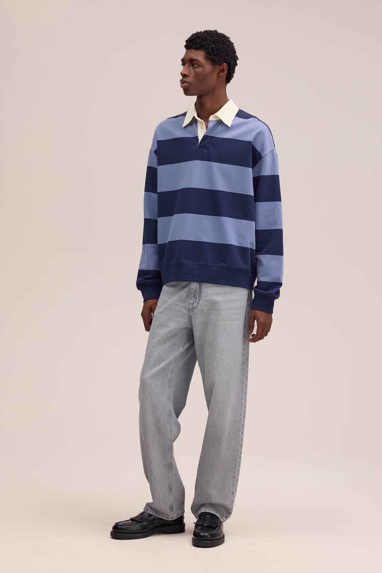David Organic Cotton Sweatshirt - Blue Stripe - DUNE + SALT