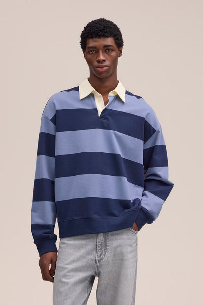 David Organic Cotton Sweatshirt - Blue Stripe - DUNE + SALT