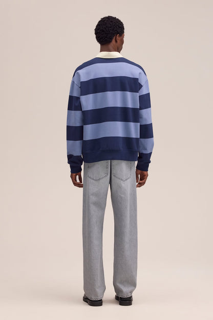 David Organic Cotton Sweatshirt - Blue Stripe - DUNE + SALT