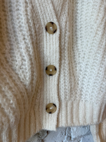 Women's ivory Sara Cardi by ELEVEN SIX, styled with a soft knit fabric and a relaxed fit, perfect for casual wear.