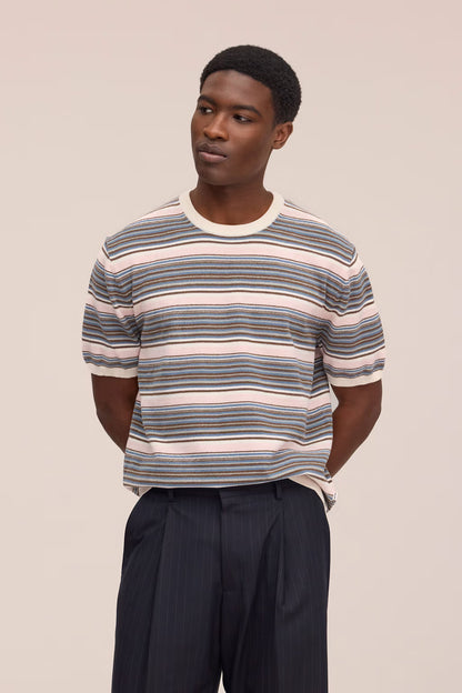 Danny Peached Crewneck Tee - Multi Stripe
