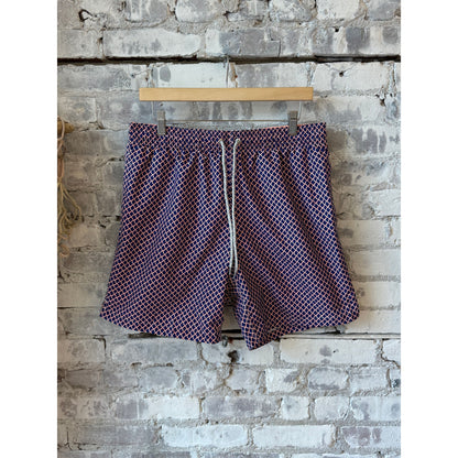 Men's Cyclist Liner Swim Trunks - Nautical Mesh Navy/Orange - DUNE + SALT