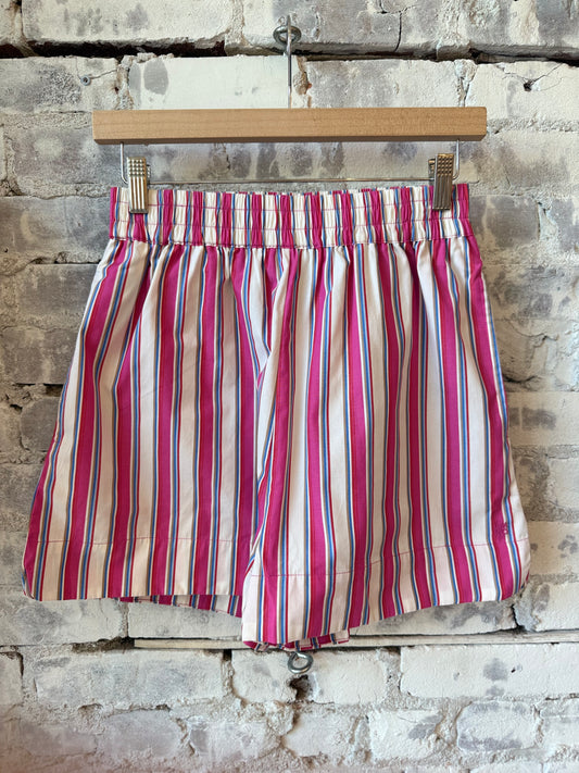 Chiara Mid Length Shorts - Fuchsia Multi Stripe