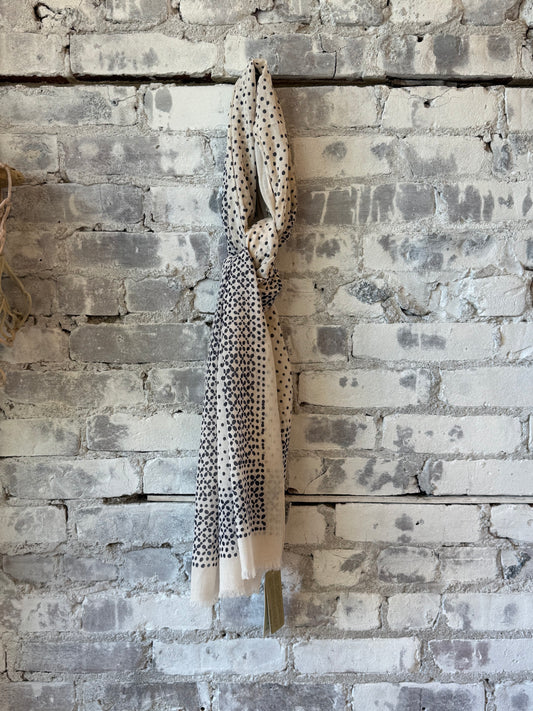 Hartford Women's Scarf Dots Woven Scarf - Light Beige Dark Gray