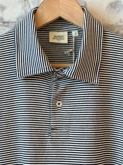 Polo Stripe SS Knitted Polo - Navy & White