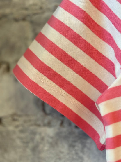 Striped Basic T-Shirt – Peony Pink