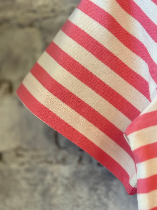 Striped Basic T-Shirt – Peony Pink