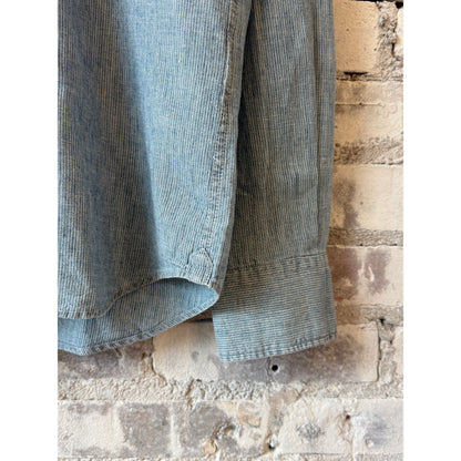 Men's Paul Woven Yarn Dyed Shirt by Hartford in light hairline indigo stripe with woven fabric and button-down collar.