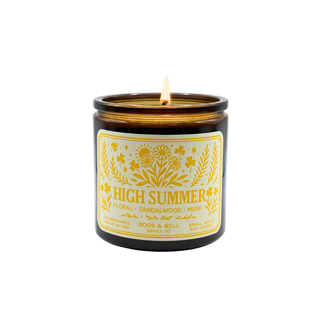 Good & Well Supply Co. High Summer Soy Candle / Folk & Flame Summer White Smoke