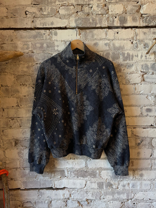 Hope For Flowers Quarter Zip Pullover - Indigo Bandana Dark Slate Gray