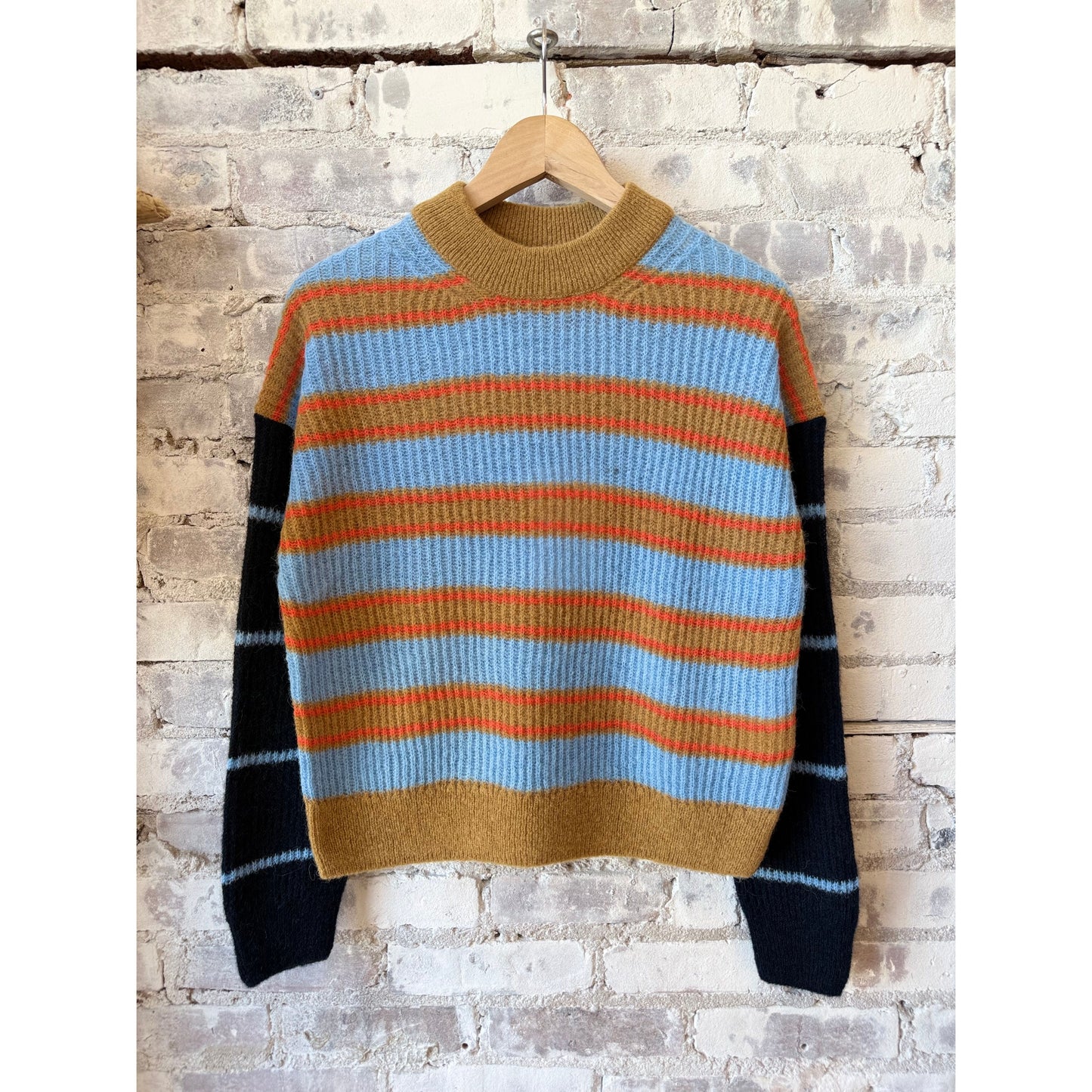 Alpaca/Wool Blend Sweater - Sky Blue Stripe - DUNE + SALT