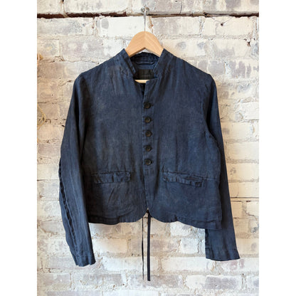 Indigo Charcoal Dyed Linen Dobby Jacket - DUNE + SALT