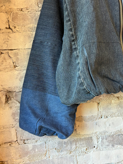 Namai Shira Denim Puffer Bomber Jacket - Assorted Washes Dark Slate Gray