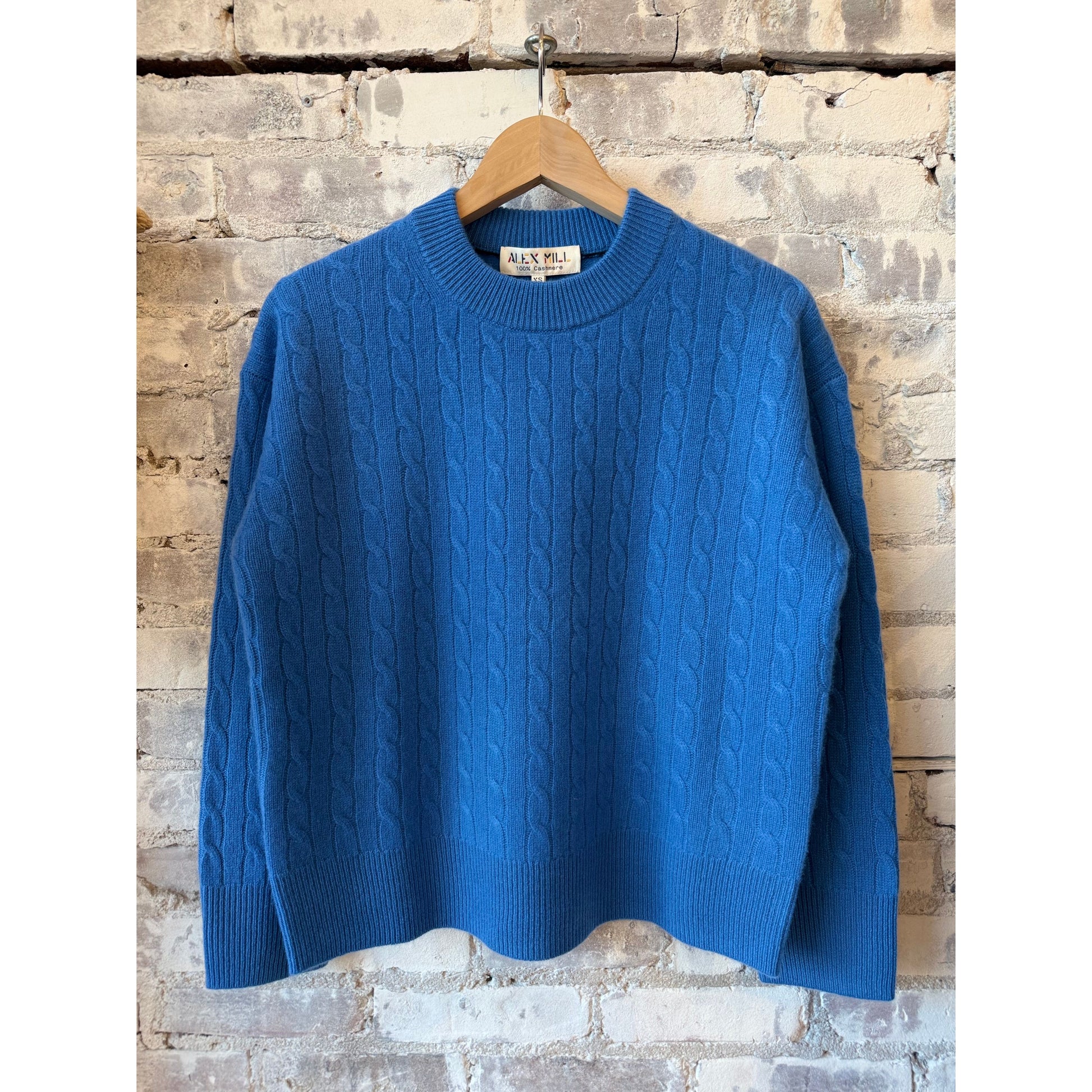 Charlie Cable Sweater in Cashmere - French Blue - DUNE + SALT