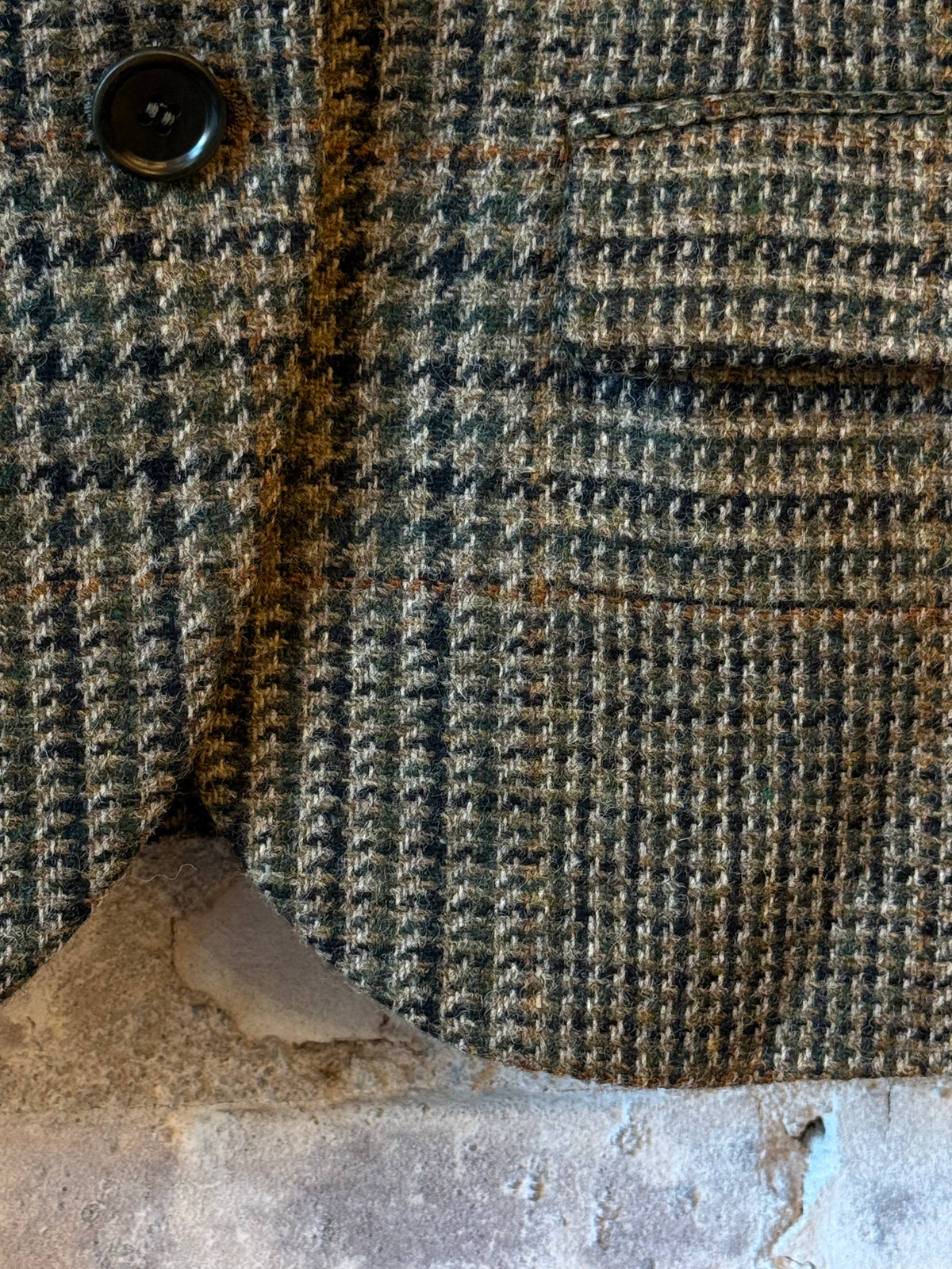 Aspesi Virgin Wool Jacket With Glen Plaid Pattern - Military Check Dark Olive Green