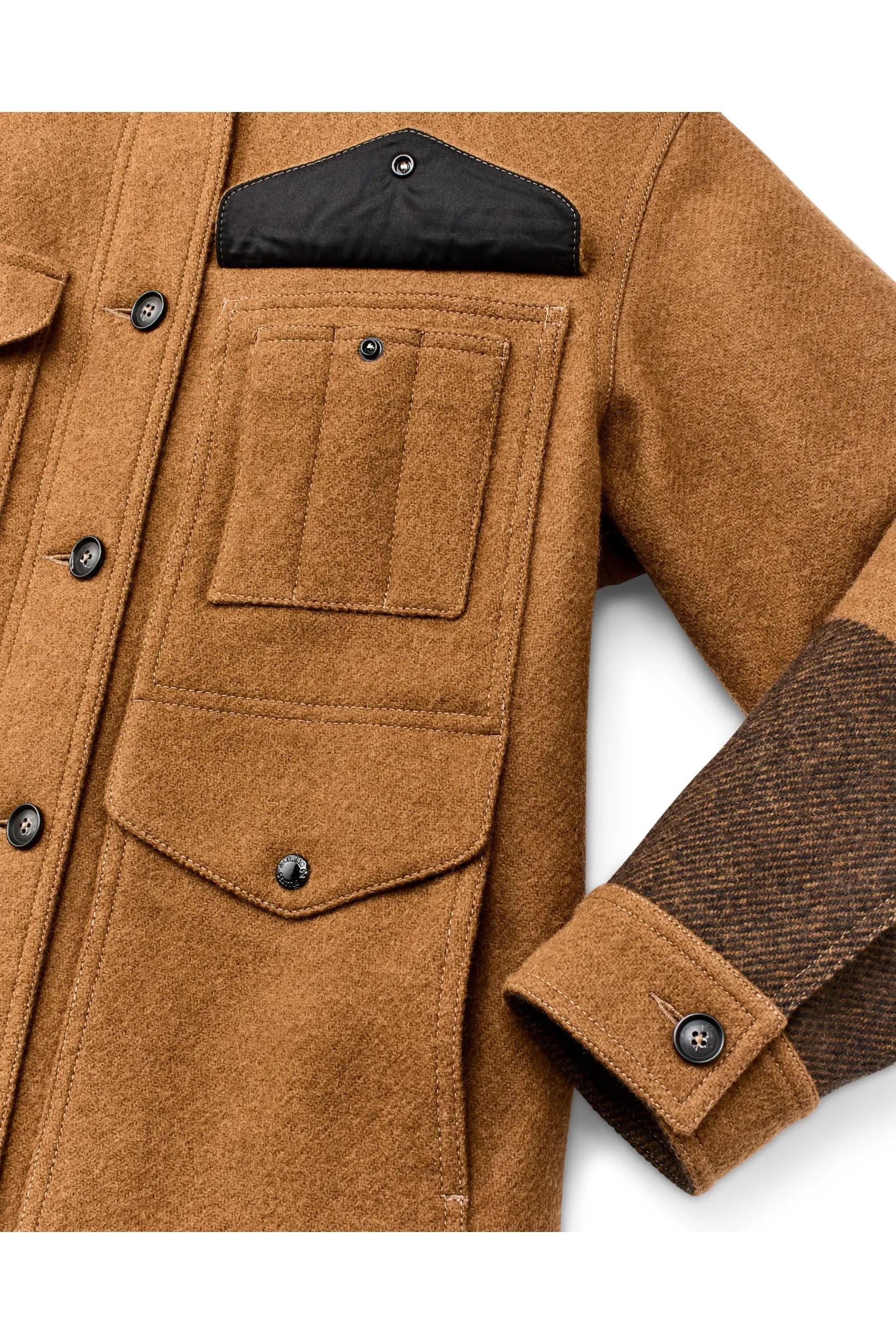 Women's Wool Long Cruiser Coat - Whiskey/Black Stripe - DUNE + SALT