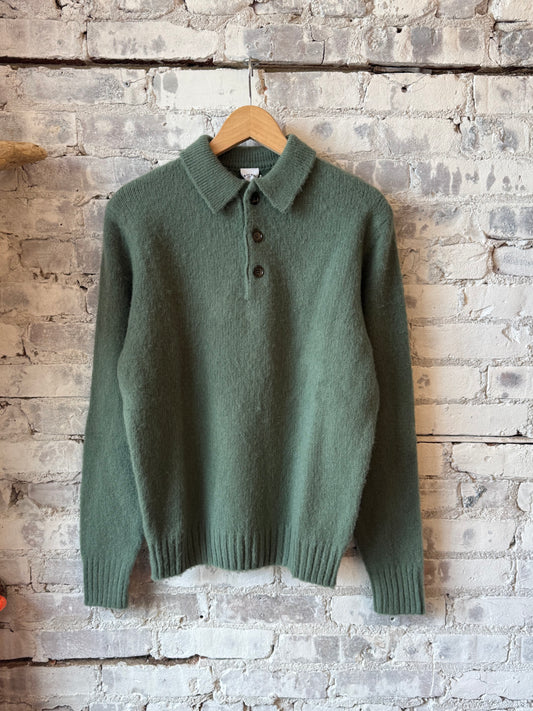 LS Knit Polo - Sage Green