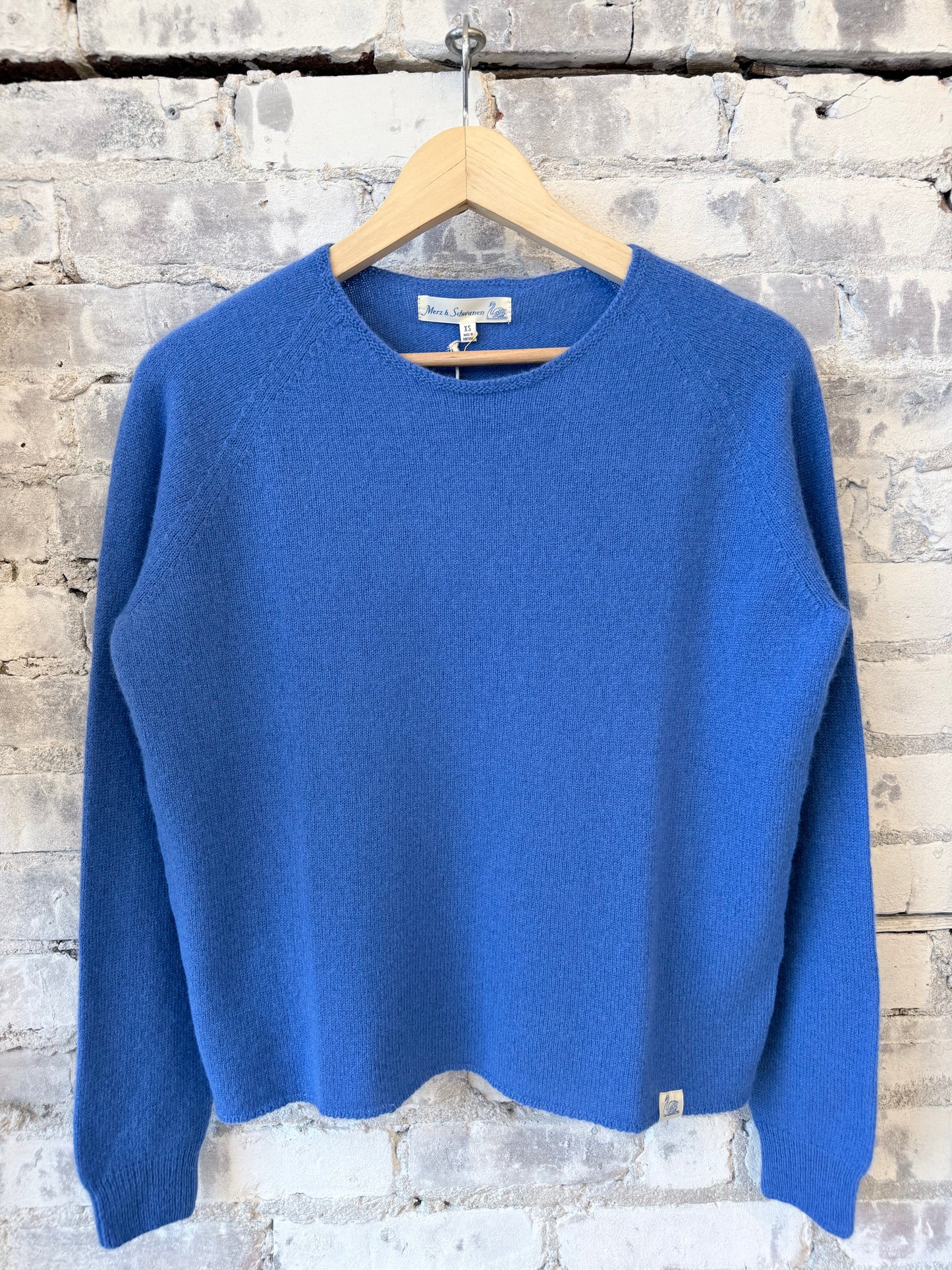 Lightweight Merino Wool-Cashmere-Silk Crew - Washed Blue - DUNE + SALT