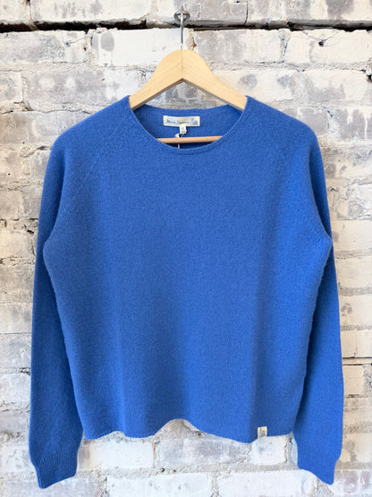 Lightweight Merino Wool-Cashmere-Silk Crew - Washed Blue - DUNE + SALT