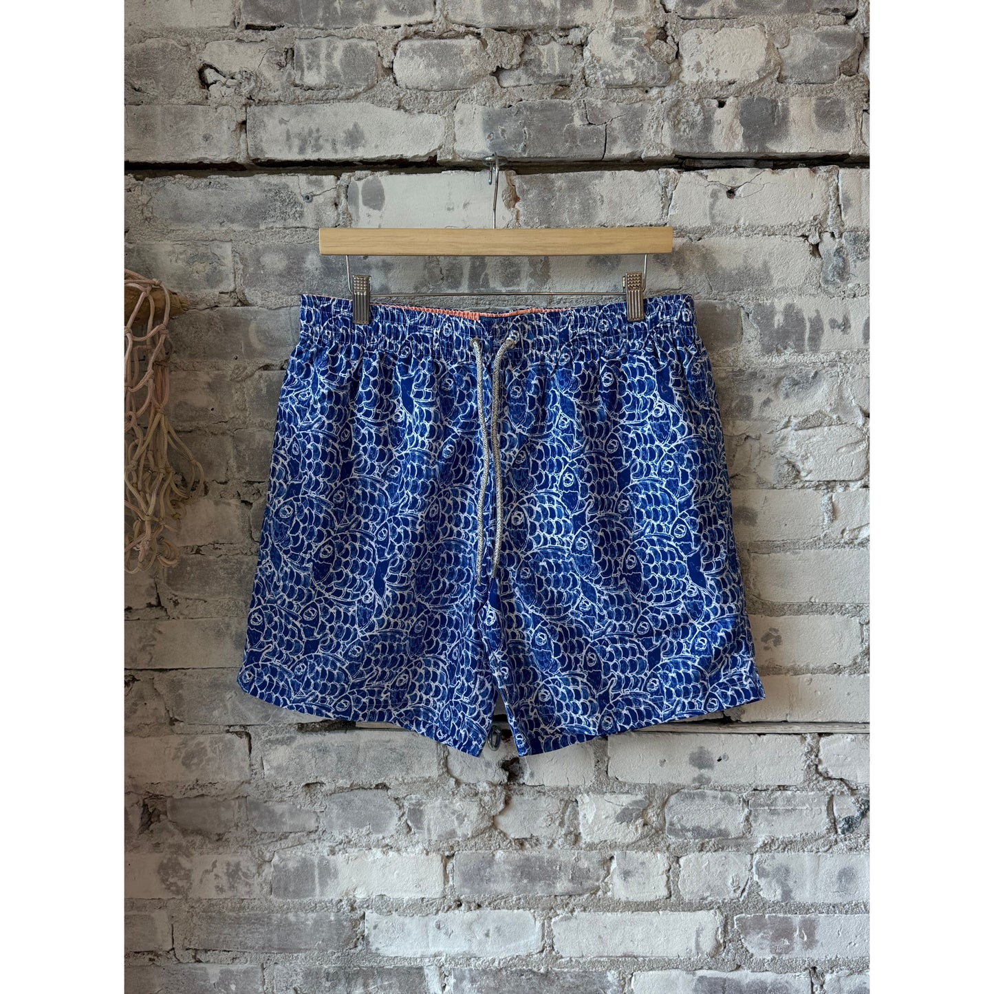 Men's Cyclist Liner Swim Trunks - Abstract Fish Navy - DUNE + SALT