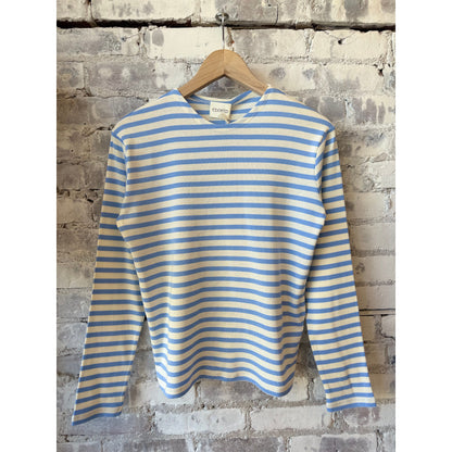 Basic Cotton-Blend Longsleeve - Sky Blue Stripe - DUNE + SALT
