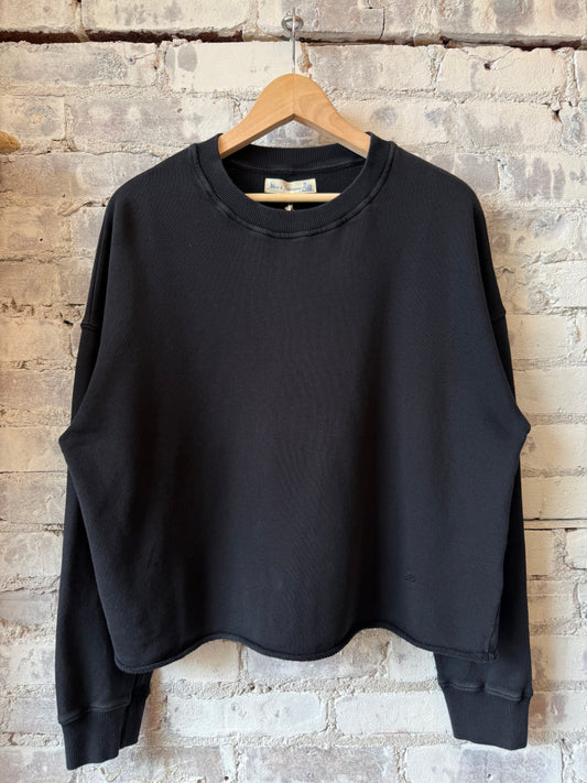 Merz b. Schwanen Retro Fleece Sweatshirt With Open Edge On Hem - Charcoal Dark Slate Gray