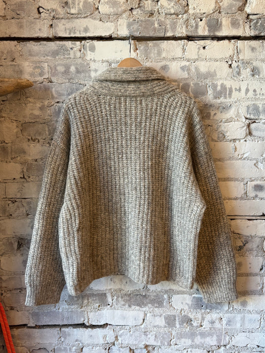 Women's oversized marble shawl cardigan by Bare Knitwear, featuring soft knit fabric and relaxed fit for cozy style.