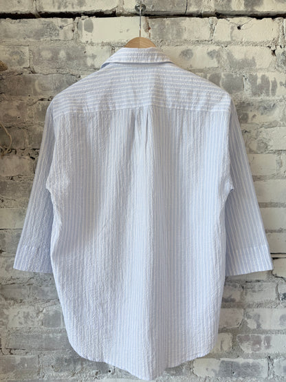 Hartford Women's Cola Woven Shirt - White/Light Blue Dark Gray