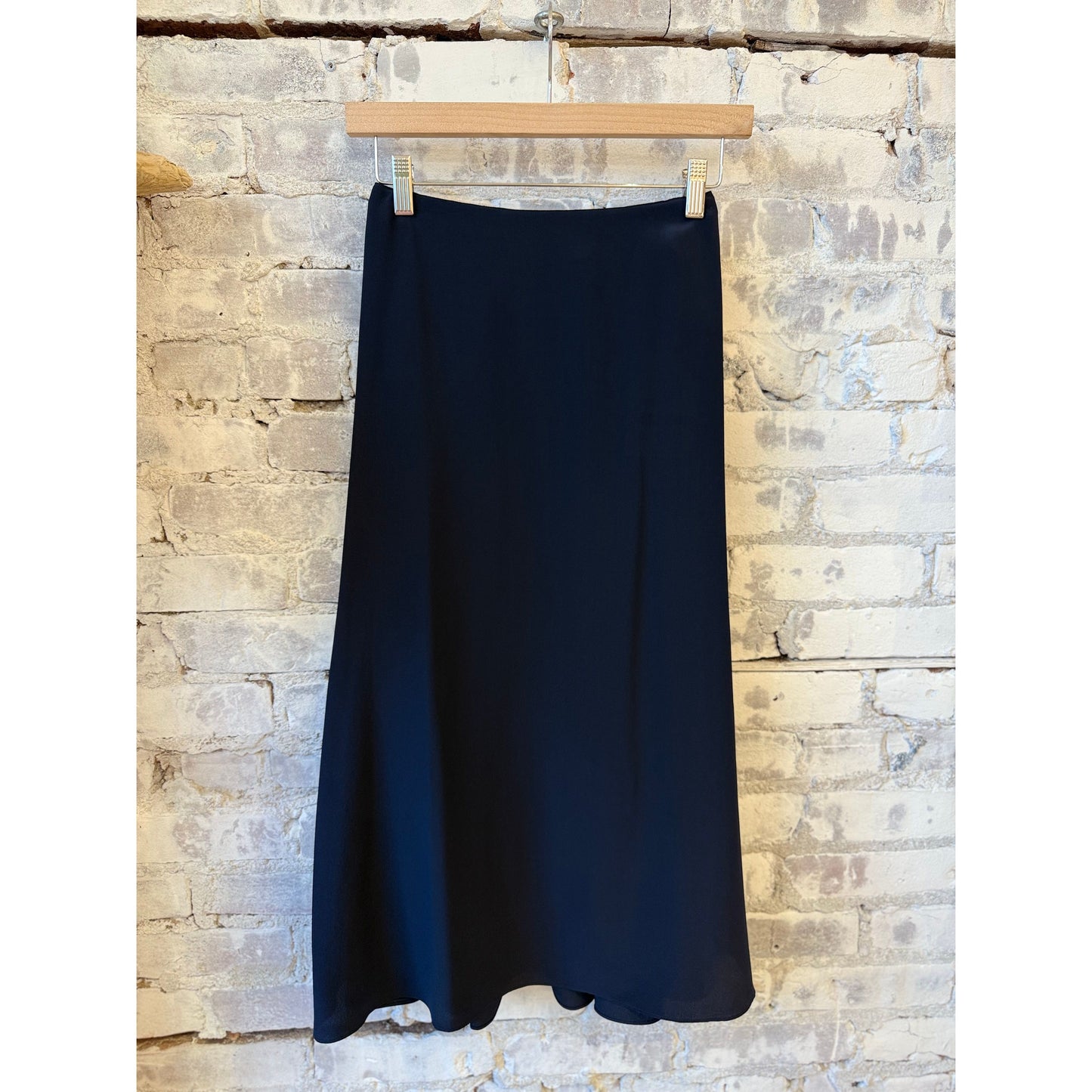 Crepe de Chine Long Silk Skirt - Navy - DUNE + SALT