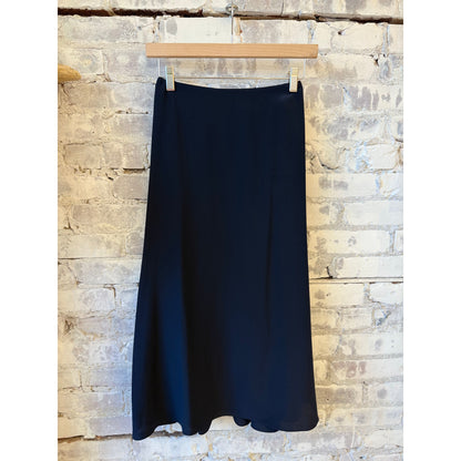 Crepe de Chine Long Silk Skirt - Navy - DUNE + SALT