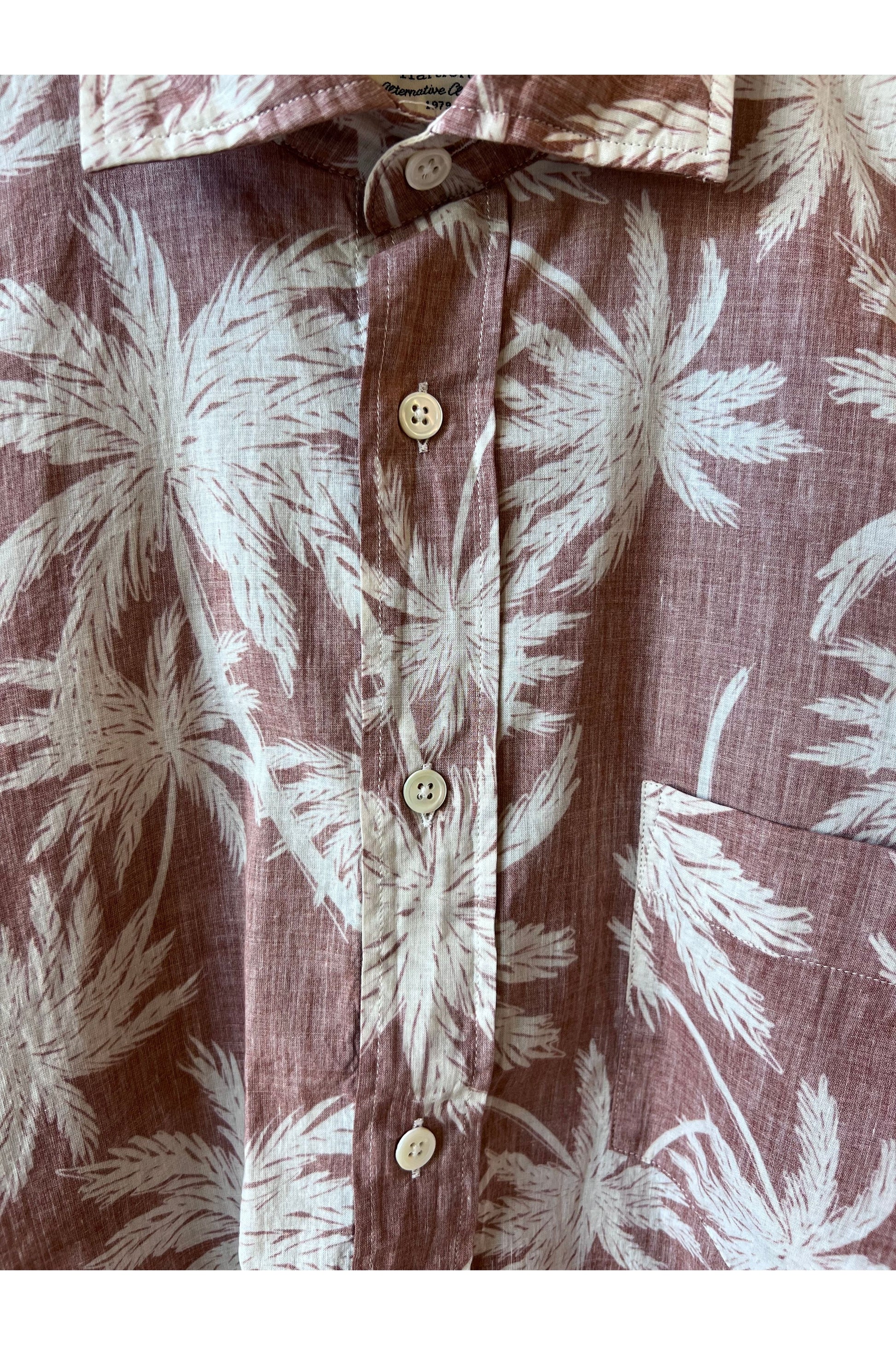 Paul Palm Tree Print Cotton Shirt - Rust - DUNE + SALT