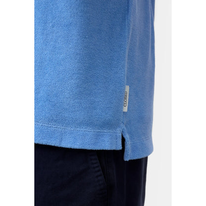 Men's sky blue short sleeve polo shirt by Closed Men's, featuring a classic collar and comfortable fit.