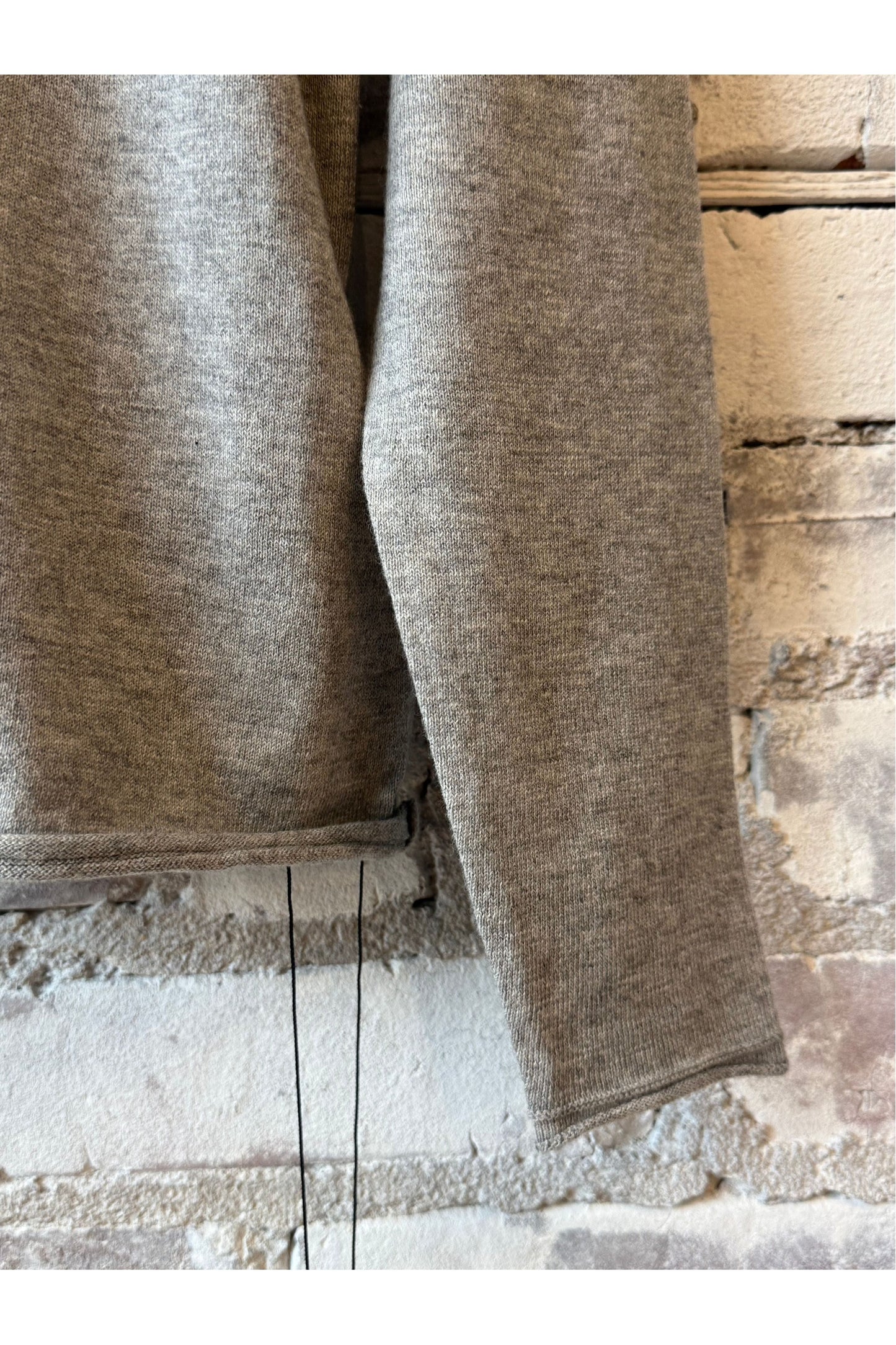 Cotton Cashmere Jersey LS Knit Crew - Heather Grey - DUNE + SALT